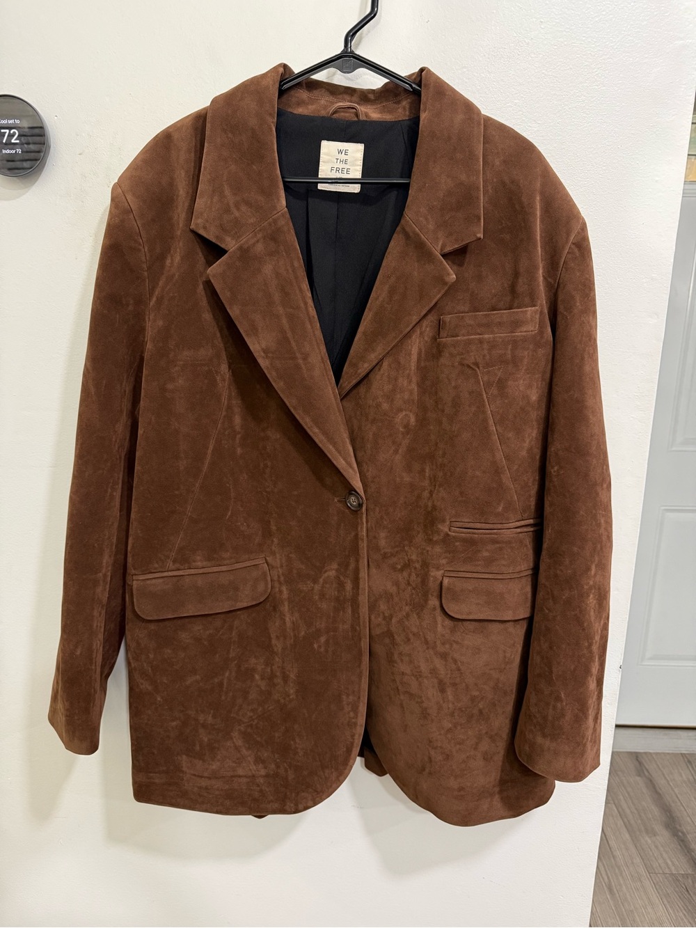 NWOT Free People Paper Cut Faux Suede Blazer BROWN BEAR‎ SZ L
